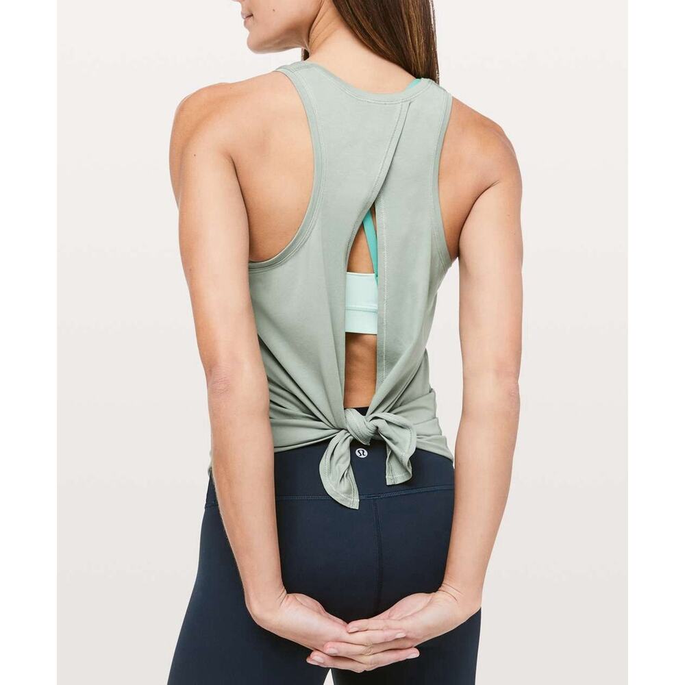 Lululemon All Tied Up Tank Top 6/8 Palm Court Green Athleisure Pima Cotton